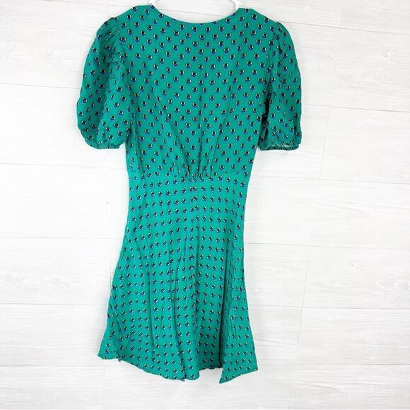 Staud Milla Bine Calico Puff Sleeve Fit and Flare Mini Dress - Picture 6 of 9